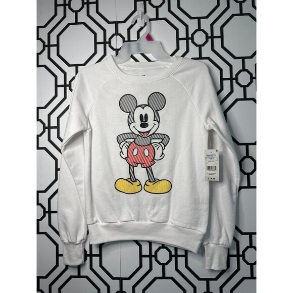 Disney Mickey Mouse Logo Long Sleeve Crew Neck Sweatshirt Junior Ladies, Size XS - Picture 5 of 8
